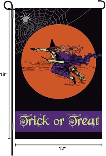 Miniatura 2 de Premier Kites & Designs - Bandera de jardín de Halloween de 12 pulgadas, bruja voladora