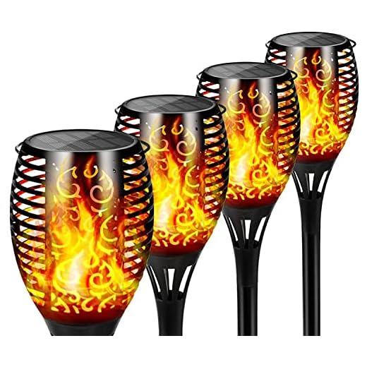 Otdair Solar Lights Outdoor Upgraded, Solar Torch Powered Waterproof Flickering Flames Lights Landscape Decoration Lanterns Dusk to Dawn Auto On/Off Security Light for Garden Patio Deck Yard Driveway