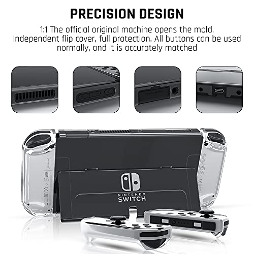 Étui pour Switch OLED avec coque à rabat transparente et accessoires de protection