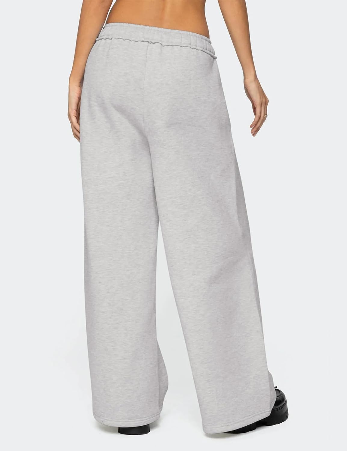 HeSaYep Womens Fleece Lined Sweatpants Wide Leg Baggy Thermal Lounge Pants Raw Hem Elastic Waist Oversized Sweat Pants - Image 2