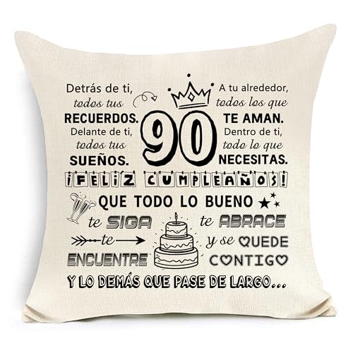 Imagen de Awyuan 90 cumpleaños Cojín Cubierta para 90 años Madre Papá Esposa Marido Abuelo Abuelo Padrino Madrina Profesor Regalo de cumpleaños Regalo Inspirador