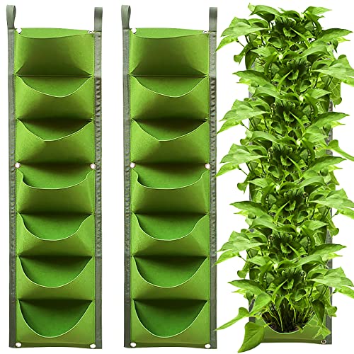2pcs Vertikal Pflanzentaschen,Wand Montierte HäNgende Pflanzentaschen,7 Taschen,Vertikaler Garten Pflanzen Tasche Pflanzenwand,Lang-lebig,Geeignet FüR Balkon,Dachgarten,BüRo Und Blumenladen Cover