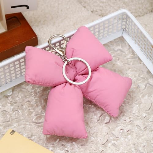 Image of Pink Bow Keychain Bag Charms Y2K Bowknot Plaid Keychains Coquette Aesthetic Purse Handbag Backpacks Charms (Pink 2)