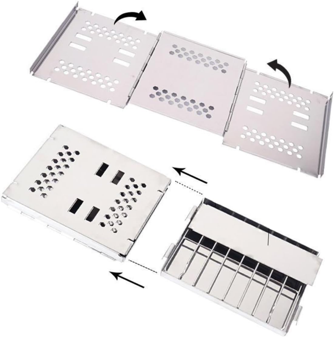 1pc Mini Portable Bbq Grill Square Stainless Steel Burning Stove for Outdoor Camping Stove Camping Accessory