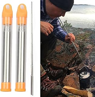 NA 2 Pcs Fire Blower Pipes Adjustable Flexible Stainless Steel Fire Bellows Manual Blowing Tubes Blow Fire Tubes for Outdoor Picnic