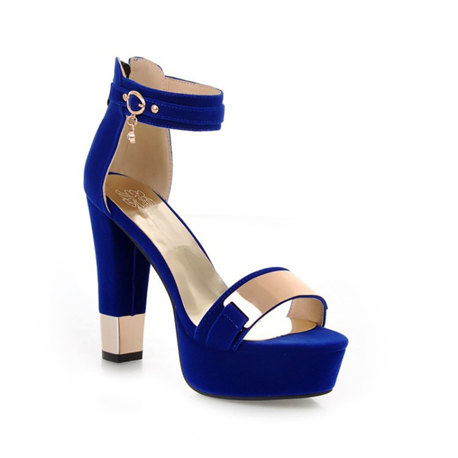 Sandali con Plateau da Donna 12CM/4,72IN, Punta Aperta, Tacco Largo, per invitata a Matrimoni