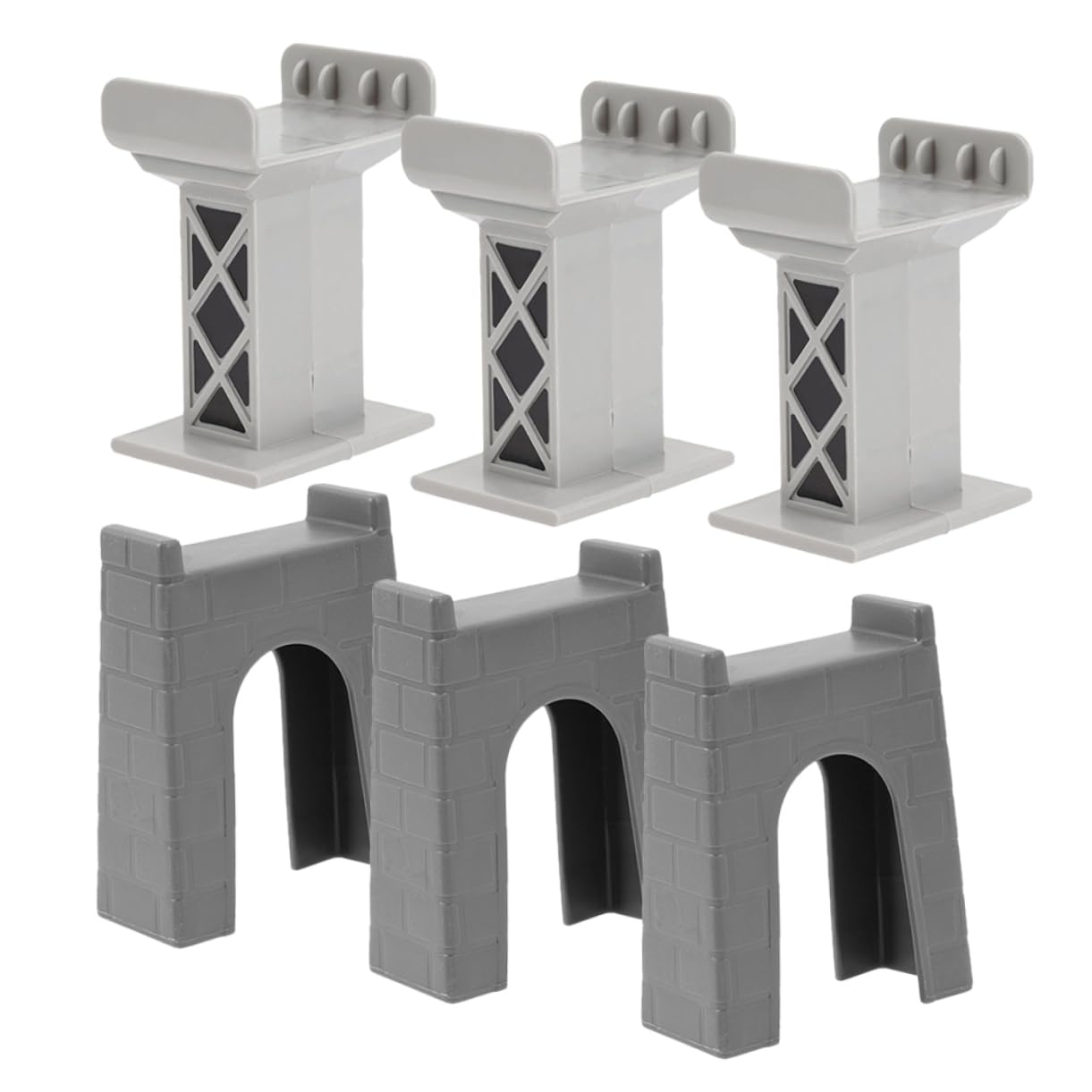 Modèle de Pont pour Jeux 6 Pièces en Plastique, Support de Pilier Ferroviaire Résistant et Sécurisé pour Accessoires de Rails de Train