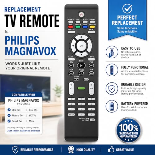 Télécommande de rechange pour TV Magnavox noire sans configuration - 2
