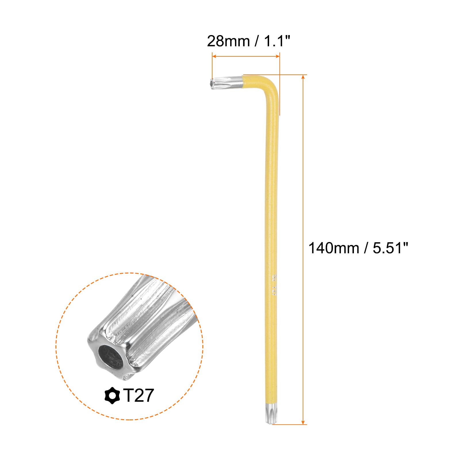 QUARKZMAN 4Pcs T6 Clé Torx Inviolable En Étoile 69mm / 2,72" Clé à 6 Points à Bras Long En Forme De L, Outil Manuel à Surface Revêtue De Chrome En