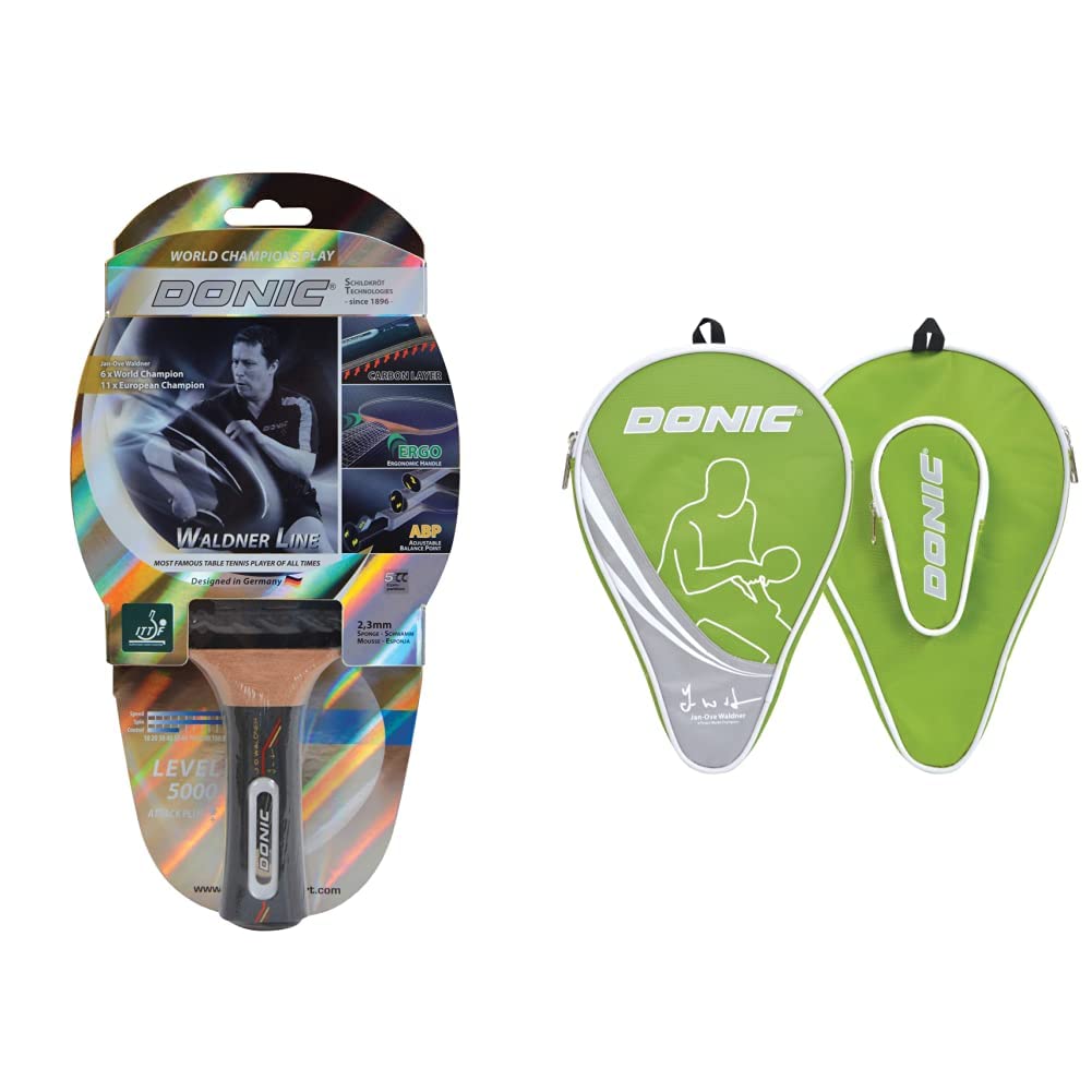 Donic-Schildkröt Waldner 5000 Carbon - Racchetta Da Ping Pong Professionale & 818537, Custodia Tennistavolo Unisex-Adulto, Multicolore