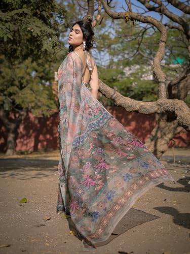 Image of MIRCHI FASHION Saree for Woman Organza Floral Printed | Lightweight Elegant Traditional Sari with Matching Blouse Piece
