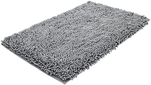 NTTR Super Soft Bath Mat Microfiber Shag Bathroom Rugs Non Slip Absorbent Fast Drying Bathroom Carpet Shower Rug (Gray 20" x 32")