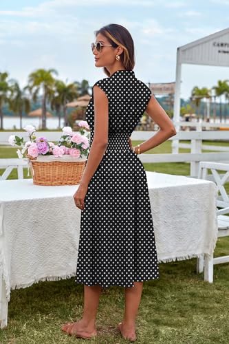Image of GRACE KARIN Womens Summer Casual Dress, Business Office Work Dresses, Cap Sleeve Zipper Front Flowy Midi Dress with Pockets
