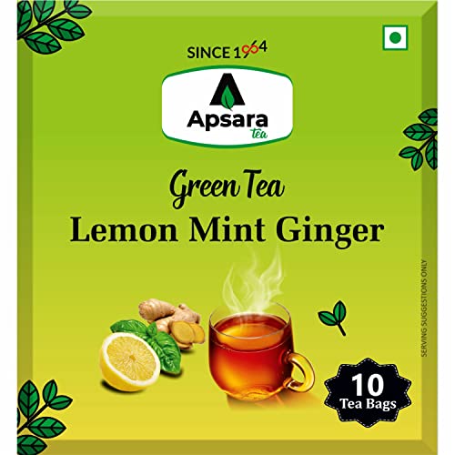 Image of APSARA Lemon Mint Ginger Green Tea Bags 10 pcs Herbal Tea For Immunity Boosting 10 Tea Bags