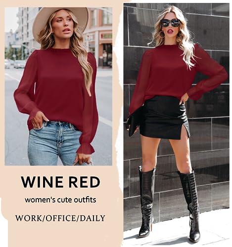 Image of Aifer Womens Blouses Dressy Casual Business Work Shirts Mock Neck Tops