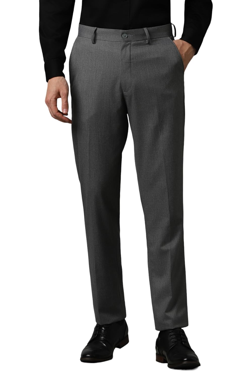 Louis Philippe Men's Slim Fit Mid Rise Solid Superior Comfort with Extra Stretch Trouser