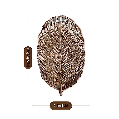 Image of Art Street Golden Palm Leaves Tray MDF Wall Plate For Living Room, Decorative Wall Hanging Carved Decal for Home Decor (Set of 3, 7x11.5 Inch)