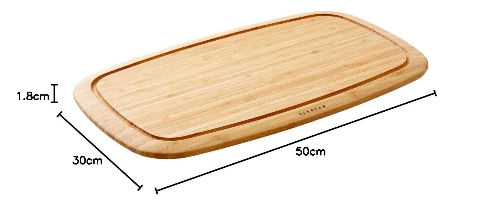 Scanpan Deska do krojenia z deską na sok, klasyczna, 50 x 30 cm, drewno, 50 x 30 x 1,8 cm