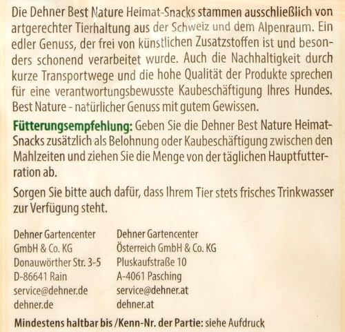 Dehner Best Nature Hundesnack, Leckerli 100 % natürlich / fettarm, auch für übergewichtige Hunde, Fleisch-Sticks vom Weiderind, 200 g