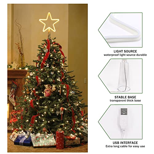 Koupa 14.5-Inch Christmas Tree Topper Large 5 Point Star Treetop With Led Warm White Lights For Xmas Ornaments And Holiday Seasonal Tree Decorations #TOP4