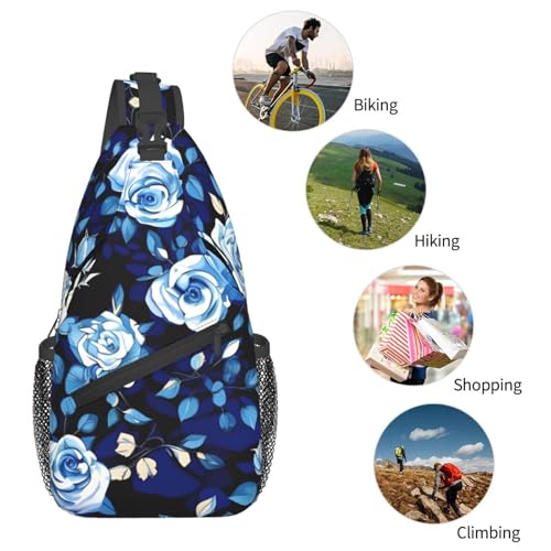 Mochila cruzada deportiva impermeable estilo floral negra miniatura 6