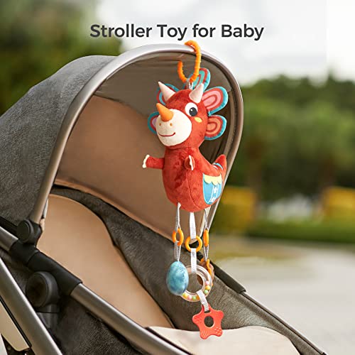 Image of TUMAMA Dinosaur Plush Toy with Wind Chime, Car Seat Stroller Stroller Crib Hanging Toys, Baby Toys for 0 3 6 9 12 Months