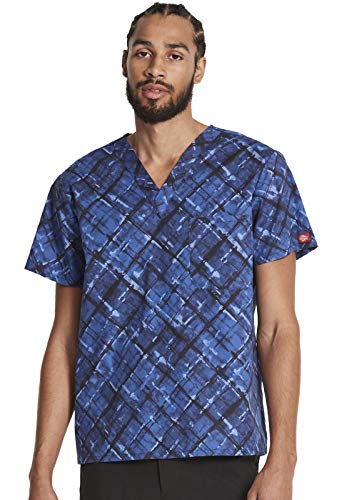 Image of Dickies EDS Signature Scrubs for Women and Scrubs for Men, Unisex One Pocket V-Neck Top in Soft Brushed Poplin 83706