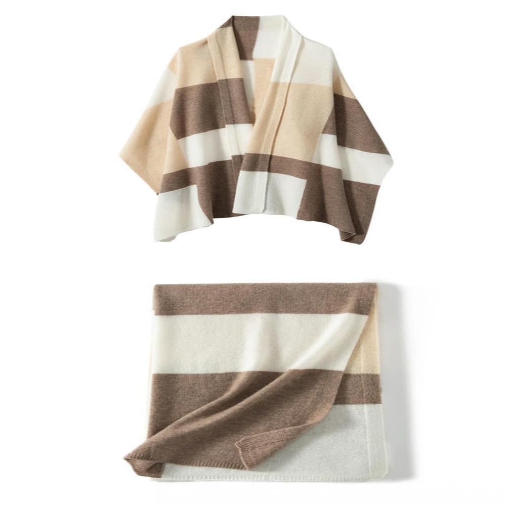 Bufanda Tipo Chal Lana y Cachemir a Rayas para otoño e Invierno, Bufandas Grandes de Cachemir para Mujer, Chal Exterior Ligero y Fino