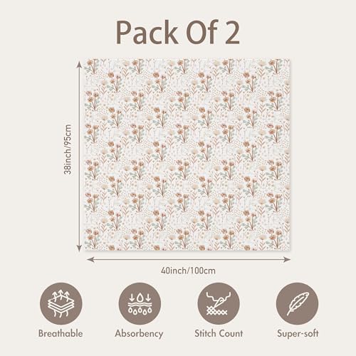 GLLQUEN BABY Muslin Swaddle Blankets,2-Pack Receiving Blankets for Newborn Boys and Girls,Baby Swaddle Blanket Unisex,Summer Baby Blanket,Baby Essentials, Registry & Gift, 40 x 38 inches — view 5