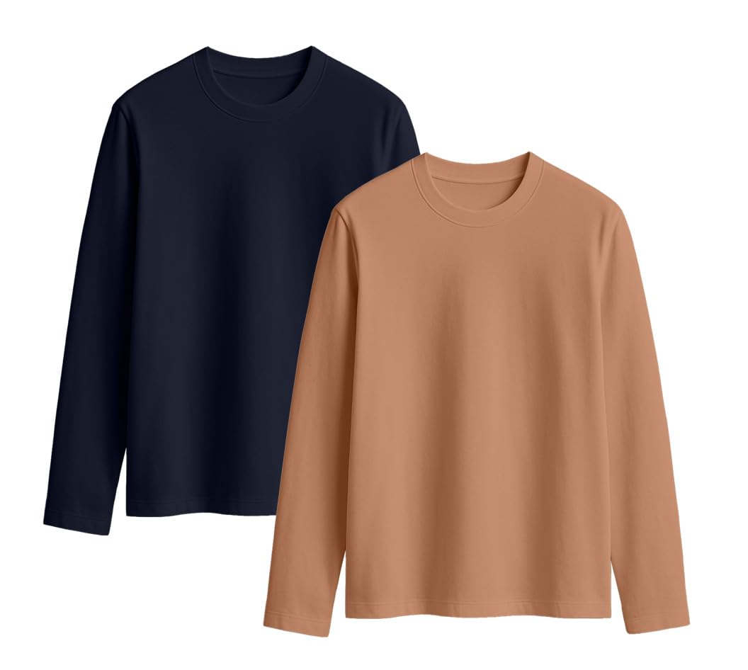 juneberry Cotton Round Neck Regular Fit Solid Core Full Sleeve T-Shirt Combo for Women & Girls (Pack of 2) (Available Colors: Black, White, Navy, Green,Swanwhite & Cork)-picture-15