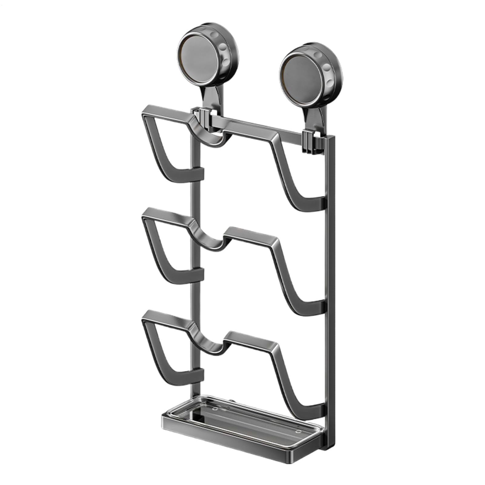 Topfdeckelständer | 3-stufiger Topfdeckelhalter for Schranktür oder Wand | Kein Bohren, platzsparende Aufbewahrung for Wohnmobil-Küchenschranktür, Speisekammer(Gun Grey)