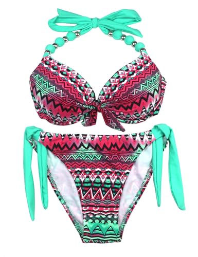 EONAR Damen Seitlich Gebunden Bikini Sets Abnehmbar Bademode Push up...