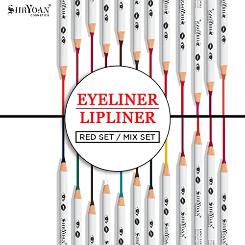 Shryoan Long Lasting iLip Formula Lipliner & Eyeliner Pencil Set | Smooth Glide, Matte Finish | Non-drying | 12 Shades (21.6g) - Image 3