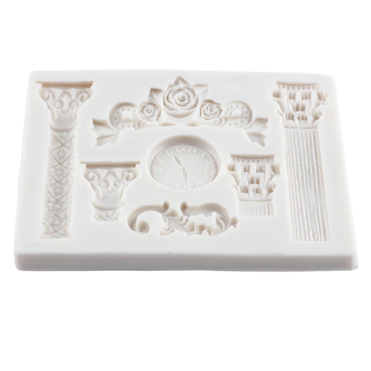 Stampo in silicone a forma di colonna romana per fondente, pilastri in marmo greco, motivo retrò europeo, orologio per cioccolatini, caramelle, decorazioni per torte, topper per cupcake,