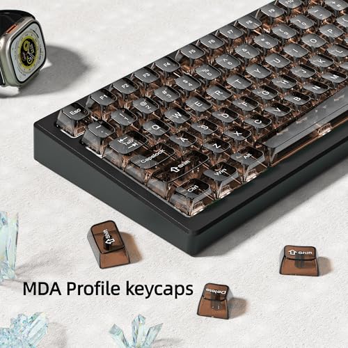Image of dagaladoo Coffee Clear keycaps for Mechanical Keyboard,Transparent MDA keycaps 60 75 100 Percent,Ceramic Jelly Key caps Set,Shine Through Key caps for Mx Switches Mechanical Keyboard(115key)