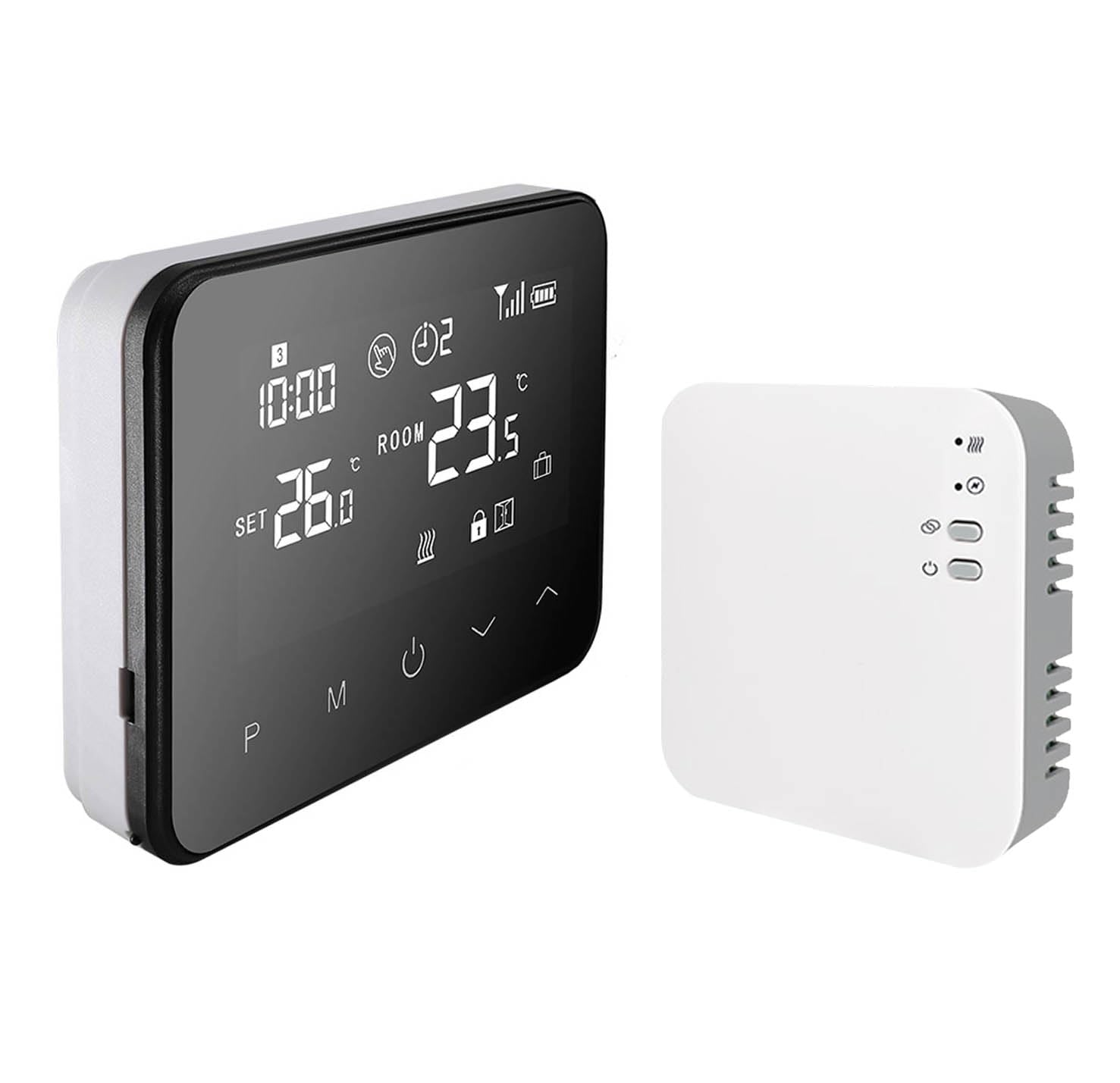 Lowenergie Termostato inteligente Wifi Digital 7 días Programable Calefacción Central con Receptor con Soporte Modos Economía y Automático Control de Calefacción Remoto desde Teléfono Inteligente