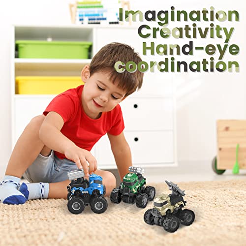 Sethland Army Toys Monster Trucks Rocket Pull Back Cars For Boys, 3 Pack Friction Powered Push And Go Cars, Trucks Toys Vehicles Set For Toddlers Kids 3+ Year Old Boys Girls #TOP5