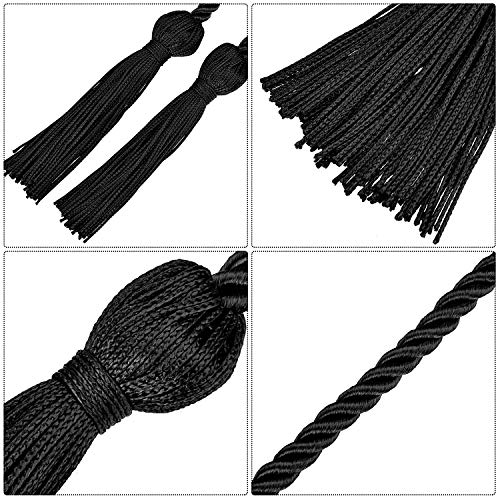 Image of TecUnite Graduation Cords Honor 2026 Polyester Yarn Decorative 67 inch Long Garland Twist Ties with Tassels for Bachelor Gown Graduation(Black)
