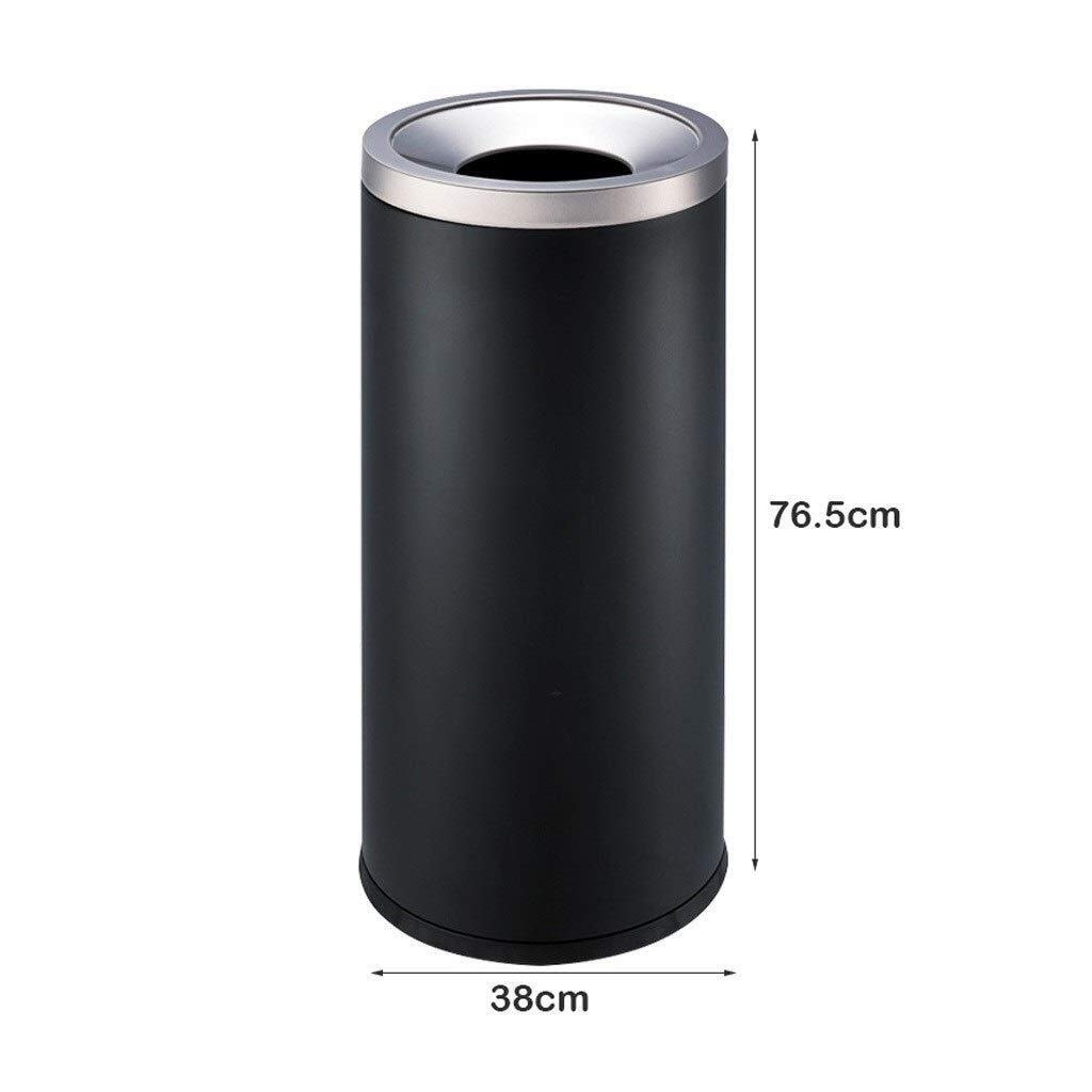 33L Stainless Steel Trash Can, Outdoor Indoor Cylindrical Waste Bin, Black Trash Hideaway with Anti-Fingerprint Technology(Black)