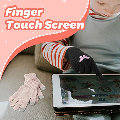 GSAFEME Kids Winter Gloves with Touch Screen Full Finger Thermal Half Finger Magic Stretch Knit Mittens for Girls and Boys3