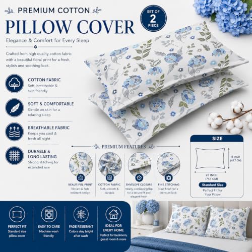 Image of IVAZA Ezyption Cotton Super Soft 240 TC Elastic Fitted All Around Elastic Printed King Size Double Bed Bedsheet with 2 Pillow Cover 72 inch X 78 inch3 White Grey