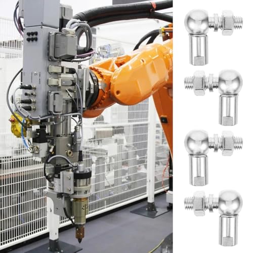 Udbrud 4 Stück L Form Kugelgelenk mit Bolzen, M8 x 1.25mm Kugel Gelenkstange Winkelgelenk, Stangenendlager Gewindestangenendlager Selbstschmierend Kohlenstoffstahl Kugelbuchse Endfitting