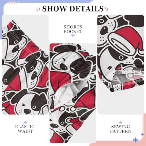 Dog Head Christmas Hat Boys Pants for Kids Jogger Pants with Pockets S-XL4