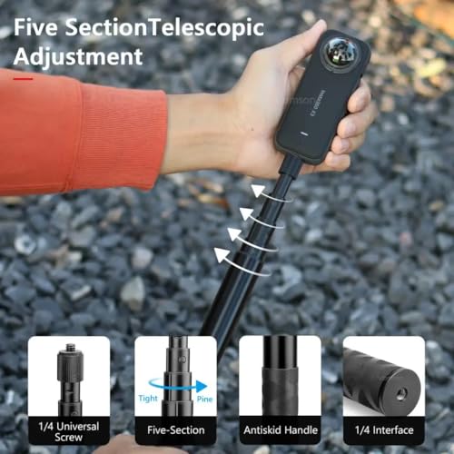 Image of 3 in 1 Bullet Time Handle Grip with Invisible Stick 360-degree Rotation for Action Camera Insta 360 One X4, X3, ONE R, RS, Ace Pro, RS Go 3, RS Go 2 (Bullet Handle with Stick)