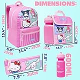Hello Kitty Sanrio Backpack Set 4 Pcs Girls Water Bottle Pencil Case Insulated Lunch Bag Cinnamoroll Kuromi My Melody Teens Kawaii School Supplies - Image 6