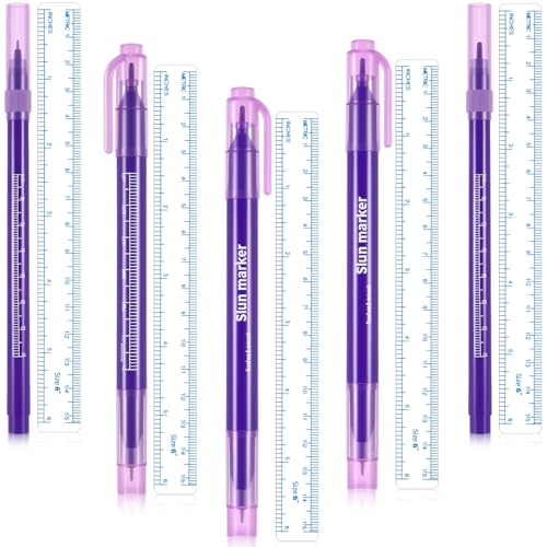 Zonon 5 Pieces Tattoo Tip Markers Skin Marker Pen Tattoo Pen in 0.5 mm and 1 mm with Paper Ruler for Skin Eyebrow Lips (2 Single Head 3 Double Heads)