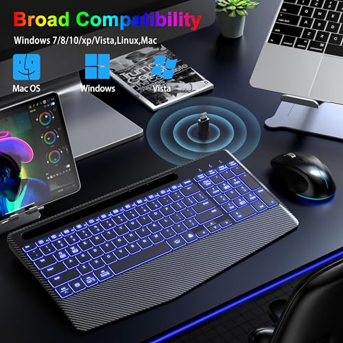Xsutic Wireless Keyboard And Mouse, Ergonomic Keyboard Mouse - Rgb Backlit thumb #5