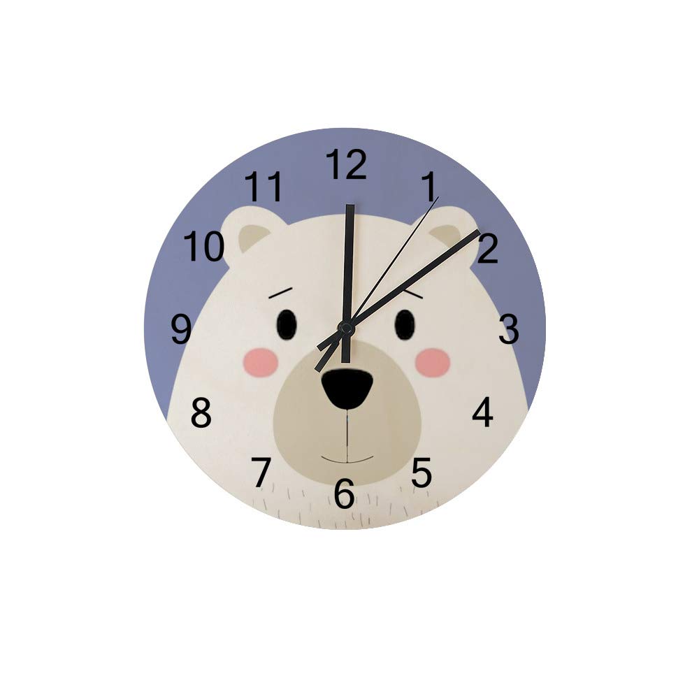 Horloge murale ronde lapin en bois dense 30 cm pour décoration de chambre enfant
