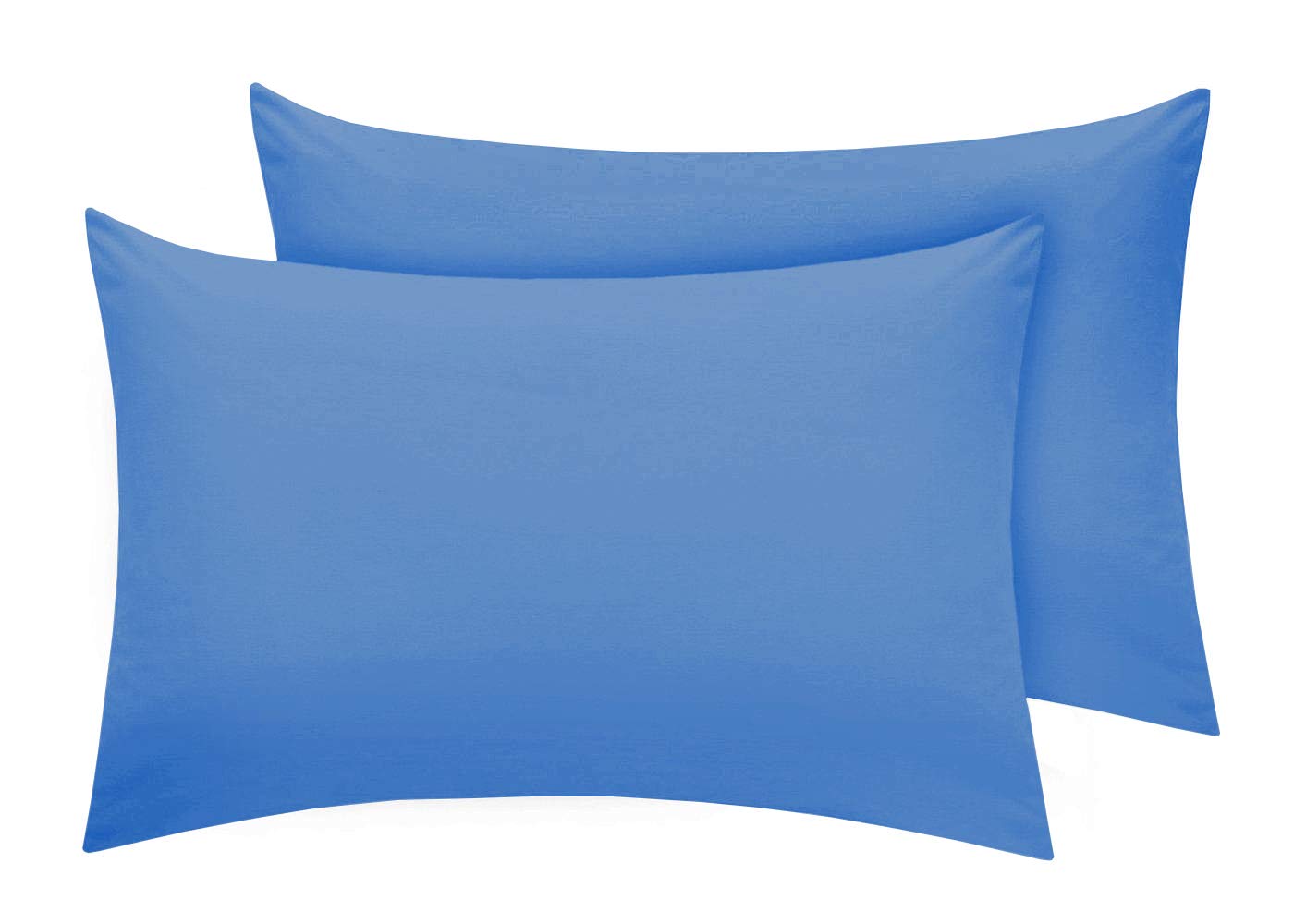 Comfortesy Pack of 2 Plain Dyed Poly-Cotton Housewife Pillowcases - Easy Care Available in 19 Colours - Pillow Case Pair 50x75cm (Mid Blue)