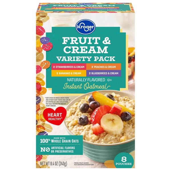 Avena Instantánea Sabor Frutas y Crema, Pack de 8 Sobres (8.4 oz)